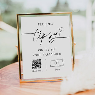 EVERLEIGH Feeling Tipsy Sign, Venmo Cashapp Tip Poster
