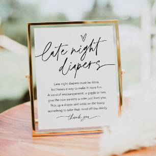 EVERLEIGT Late Late Diaper Baby Shower Sign Poster