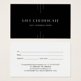 EVERLY Art Deco Black Business Gift Certificate Visitkort