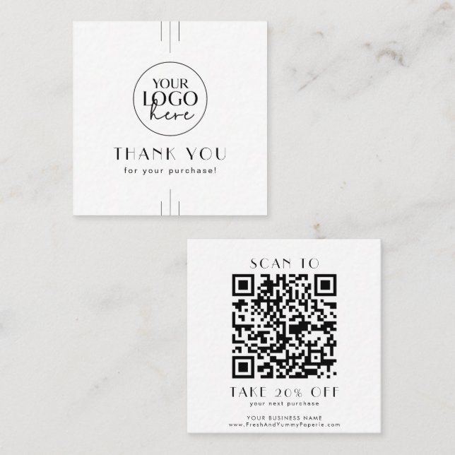 EVERLY Art Deco Business Logo QR Code Thank You Rabattkort (Fram/baksida)