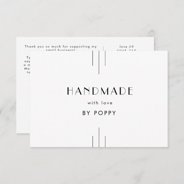 EVERLY Art Deco Handmade with Love Thank You Order Tilläggskort (Fram/baksida)