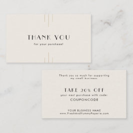 EVERLY Art Deco Ivory Black Business Thank You Rabattkort