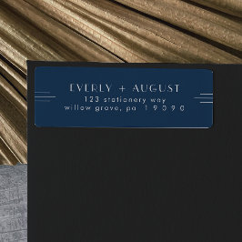 EVERLY Art Deco Marinblå Returadressetiketter Returadress Etikett