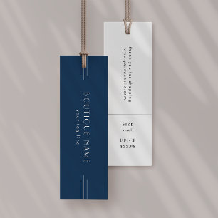 EVERLY Art Deco Marinblått Klädmärke Prislapp Litet Visitkort