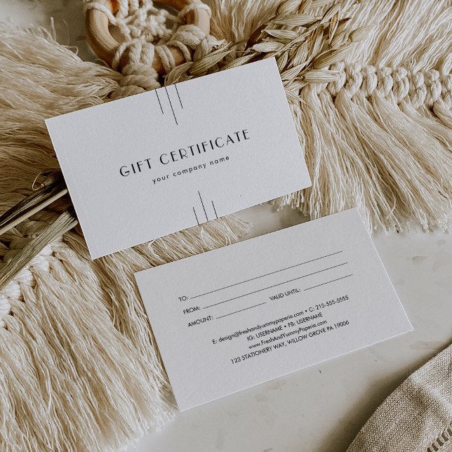 EVERLY Art Deco Minimal Affärspresentcertifikat Visitkort (EVERLY Art Deco Minimal Business Gift Certificate)