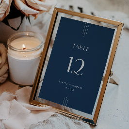 EVERLY Art Deco Navy Blue Wedding Table Numbers Inbjudningar