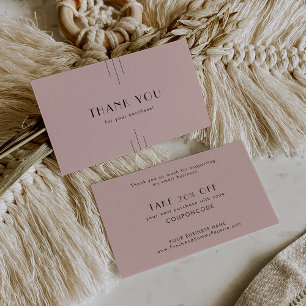 EVERLY Art Deco Rosa Business Tackkort Rabattkort