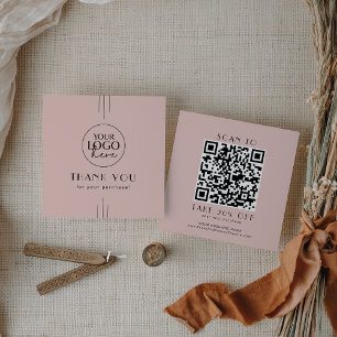 EVERLY Art Deco Rosabrunt Logotyp QR-kod Tack Rabattkort