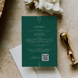 EVERLY Art Deco Smaragd QR-kod Bröllopsdetaljer Tilläggskort