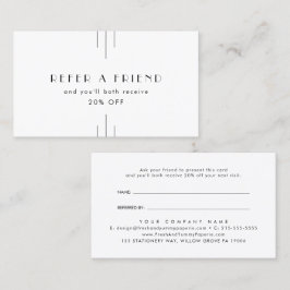 EVERLY Art Deco White Black Refer A Friend Rabattkort