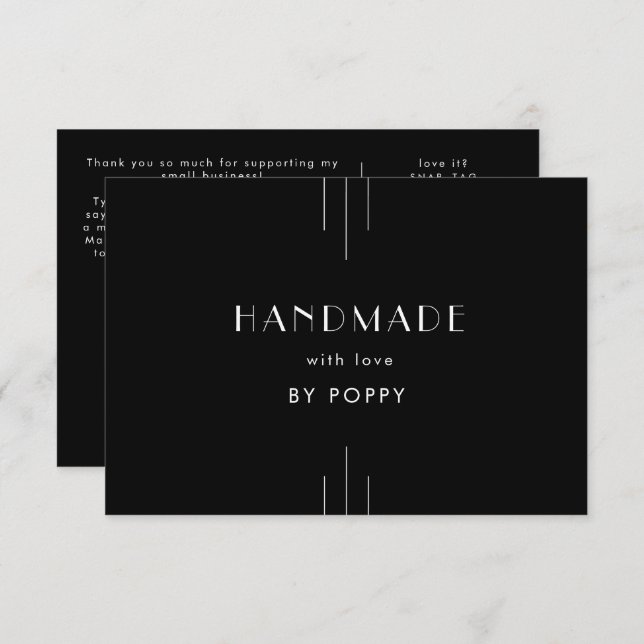 EVERLY Black Handmade with Love Thank You Order Tilläggskort (Fram/baksida)