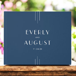 EVERLY Classic Modern Art Deco Navy Blue Wedding Gästböcker