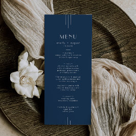EVERLY Classic Modern Art Deco Navy Blue Wedding Meny