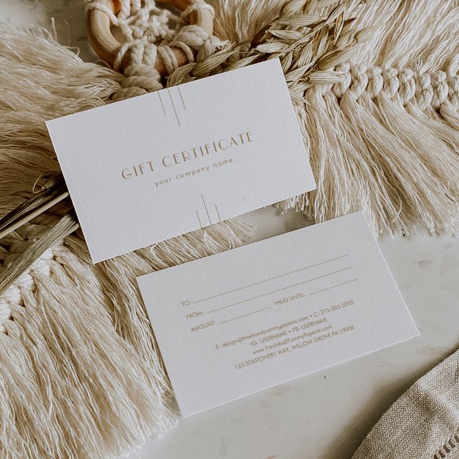 EVERLY Gold Art Deco Business Gift Certificate Visitkort (EVERLY Gold Art Deco Business Gift Certificate)