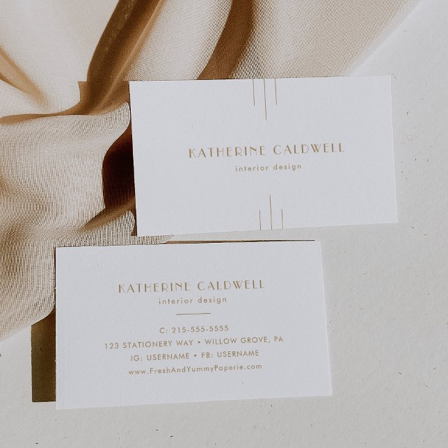 EVERLY Guld Art Deco Enkel Geometrisk Visitkort (EVERLY Gold Art Deco Simple Geometric Business Card)