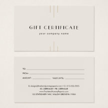 EVERLY Ivory Gold Black Business Gift Certificate