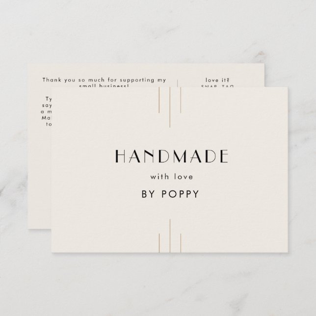 EVERLY Ivory Handmade with Love Thank You Order Tilläggskort (Fram/baksida)