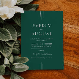 EVERLY Juvelton Art Deco Smaragdgrön Bröllop Inbjudningar