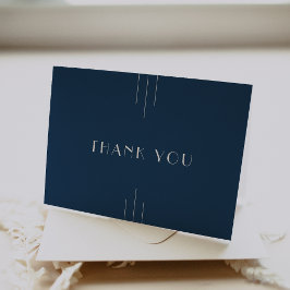 EVERLY Klassisk Modern Art Deco Marinblå Bröllop Tack Kort