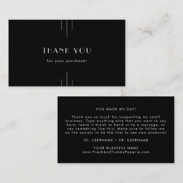 EVERLY Modern Art Deco Black and White Thank You Visitkort