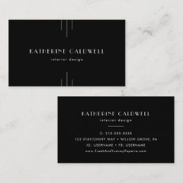 EVERLY Modern Art Deco Black and White Visitkort