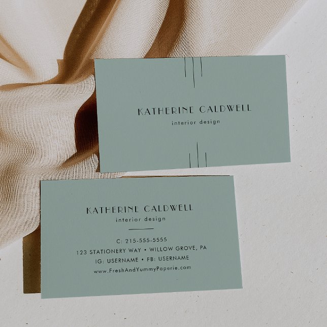 EVERLY Modern Classic Art Deco Sage Green Visitkort (EVERLY Modern Classic Art Deco Sage Green Business Card)