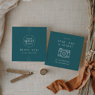EVERLY Peacock Teal Logotyp Socialt Tack Meddeland Fyrkantigt Visitkort