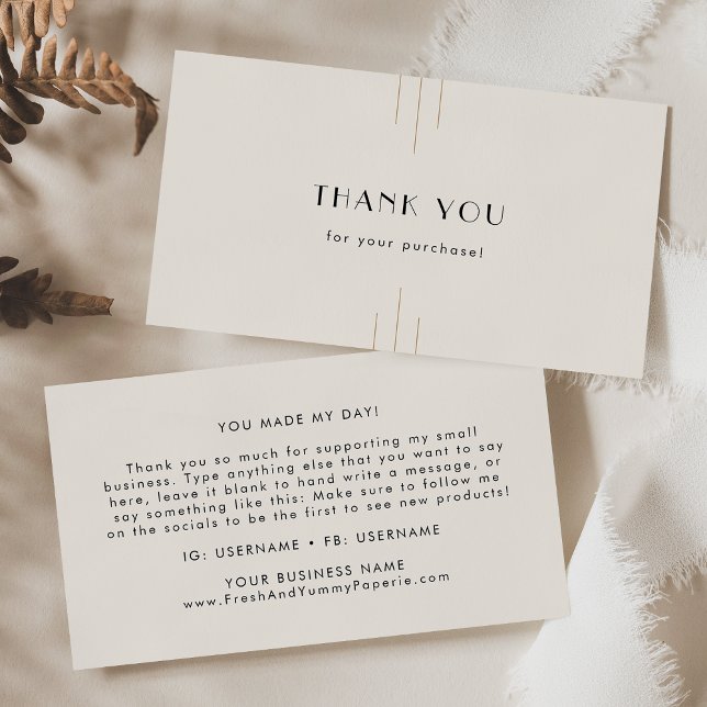 EVERLY Retro Art Deco Elfenben Guld Svart Tack Visitkort (EVERLY Retro Art Deco Ivory Gold Black Thank You Business Card)