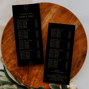 EVERLY Svart Guld Dubbelsidig Affärs Prislista Reklamkort