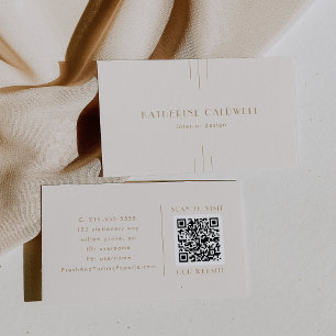 EVERLY Vintage Art Deco Kräm och Guld QR-kod Visitkort