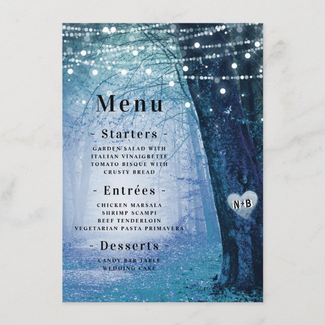 Evermore | Mejeriskog | Blå middag Meny (Framsida)