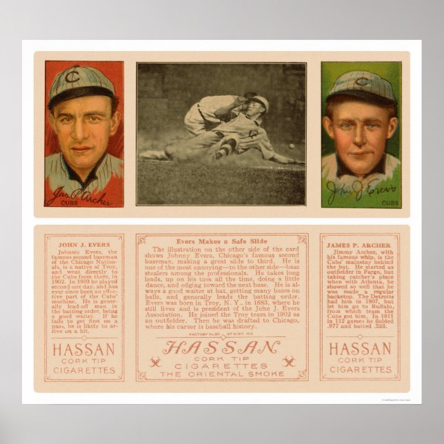 Evers Slides Safely Unge Baseball 1912 Poster (Framsidan)