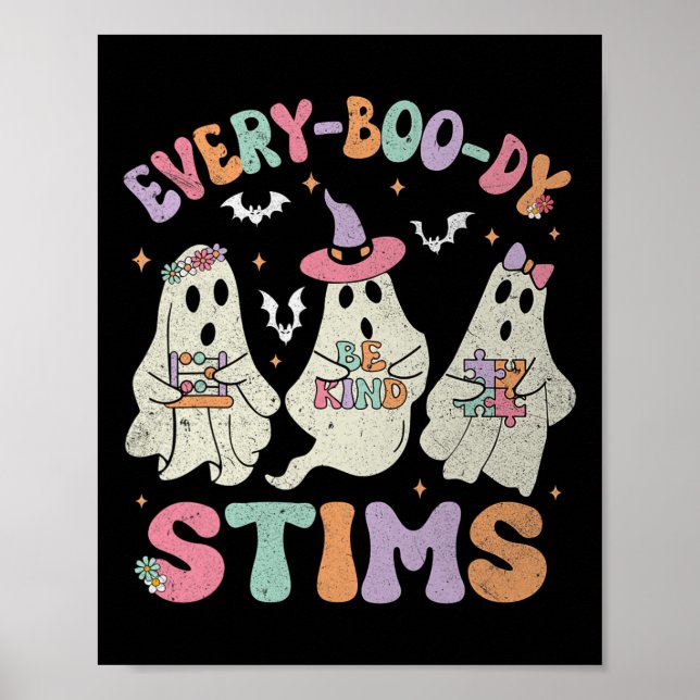 Every-boo-dy Stims Funny Autism Ghost Halloween Sp Poster (Framsidan)