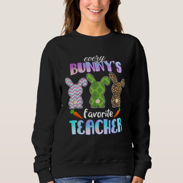 Every Bunny Is Favorite Teacher Leopard Bunny East T Shirt (Framsida)