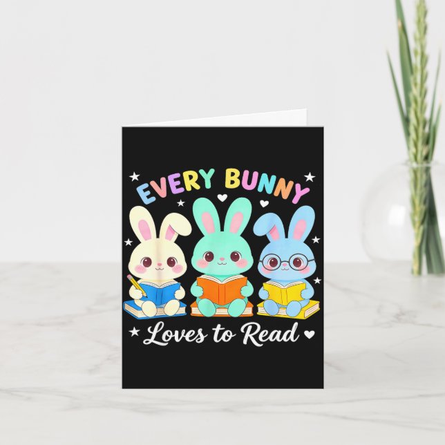 Every bunny loves to read book lover bookworm kort (Framsida)