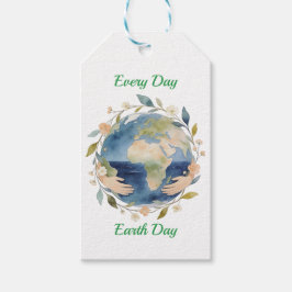 Every Day Earth Day Floral Globe With Hands Presentetikett