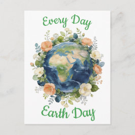Every Day Earth Day Floral Wreath Earth Helg Vykort