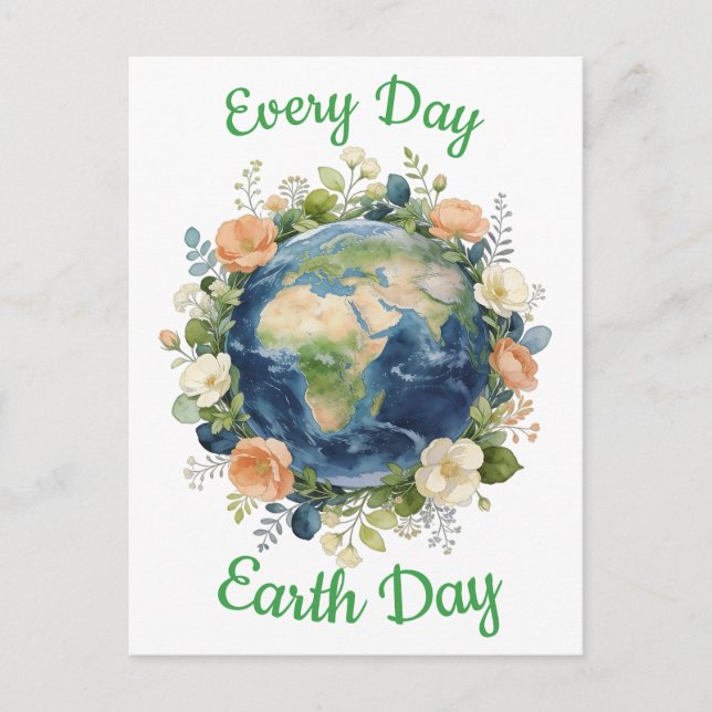 Every Day Earth Day Floral Wreath Earth Helg Vykort (Framsida)