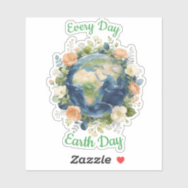 Every Day Earth Day Floral Wreath Earth Klistermärken