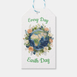 Every Day Earth Day Floral Wreath Earth Presentetikett