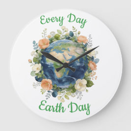 Every Day Earth Day Floral Wreath Earth Stor Klocka