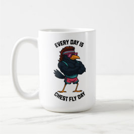 Every Day Is Chest Fly Day – Funny Crow Workout Kaffemugg