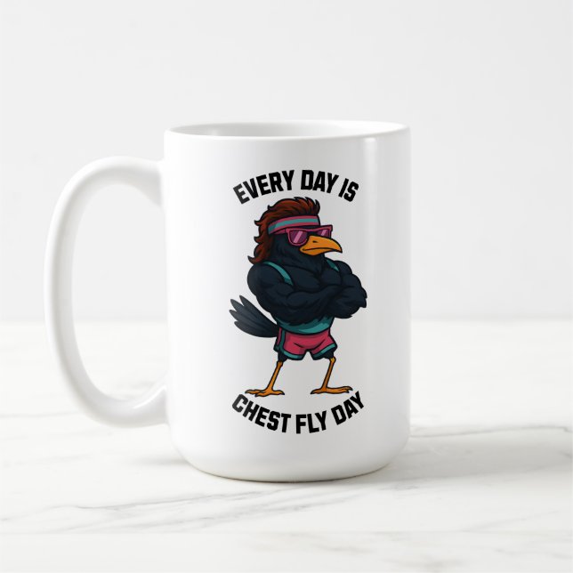 Every Day Is Chest Fly Day – Funny Crow Workout Kaffemugg (Vänster)