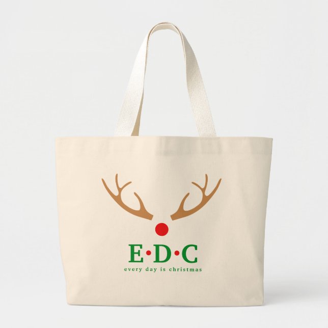 Every Day is Christmas Large Tote Jumbo Tygkasse (Framsidan)