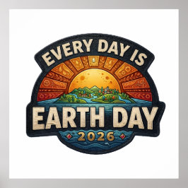 Every Day is Earth Day 2026 | Eco Badge Design Poster