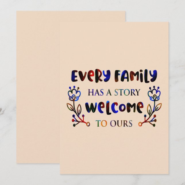 Every Family Has A Story Welcome to Ours, Family I Inbjudningar (Fram/baksida)