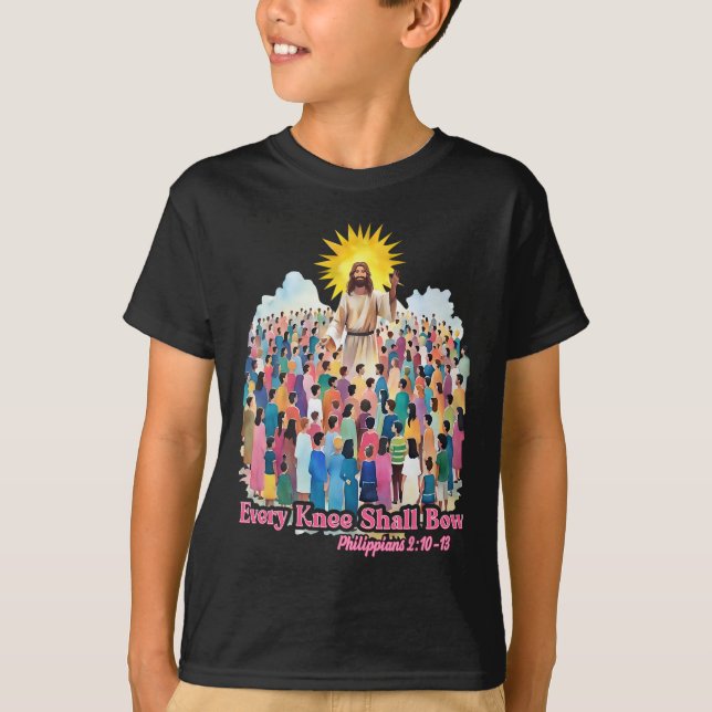 Every Knee Shall Bow Christian Easter Day  T Shirt (Framsida)