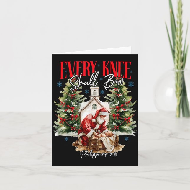 Every Knee Shall Bow Christian Jesus Merry Christm Kort (Framsida)