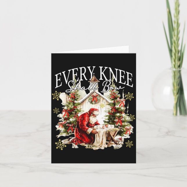 Every Knee Shall Bow Jesus Birth Christian Santa C Kort (Framsida)