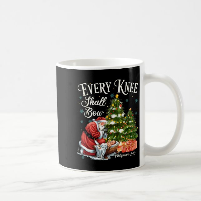 Every Knee Shall Bow Santa Christmas Nativity Scen Kaffemugg (Höger)